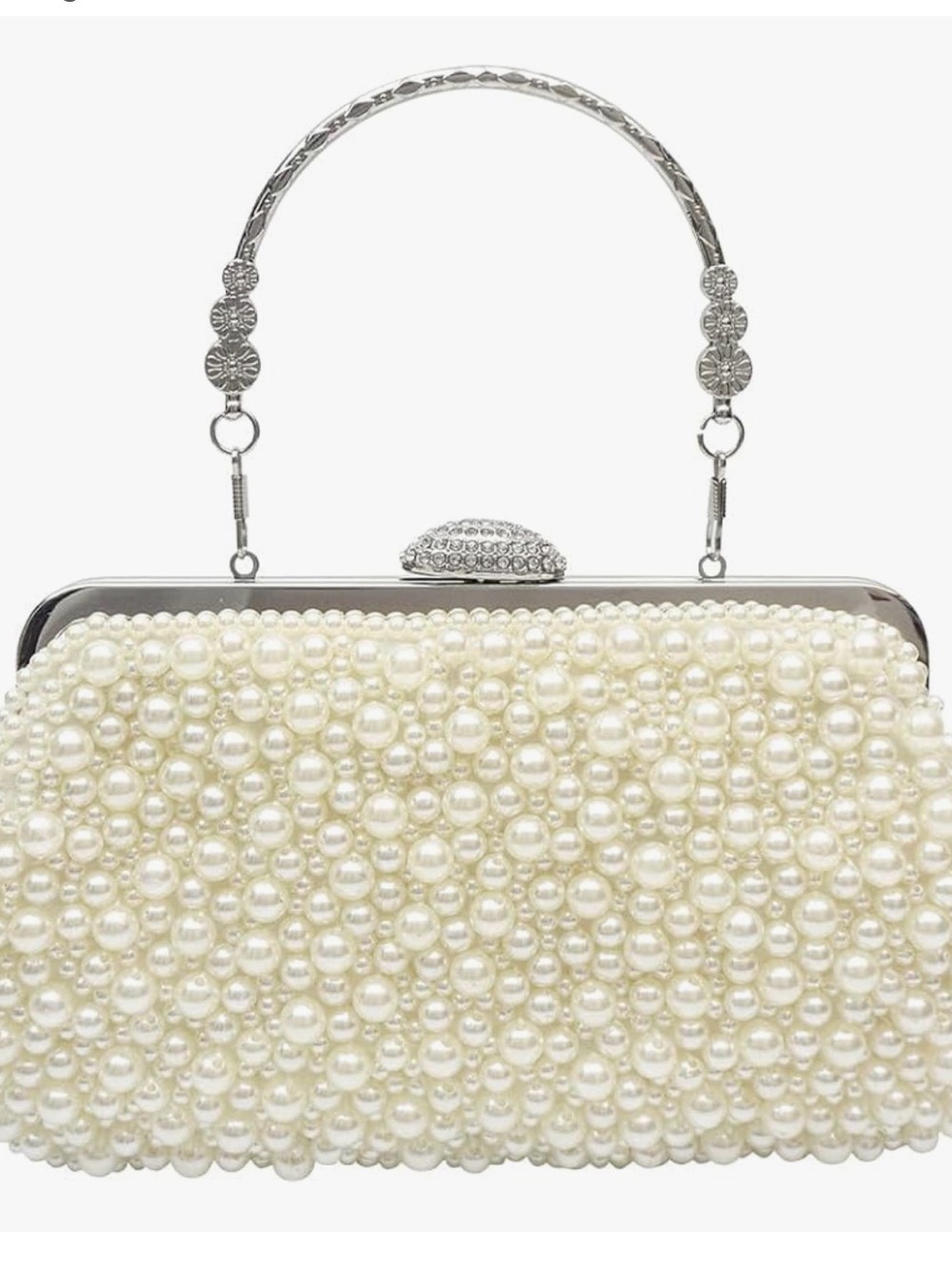 Pearl Beaded Evening Clutch Handbag - Ivory